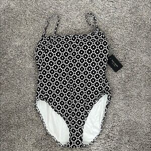 Kate Spade Black and White Floral One Piece Swimsuit